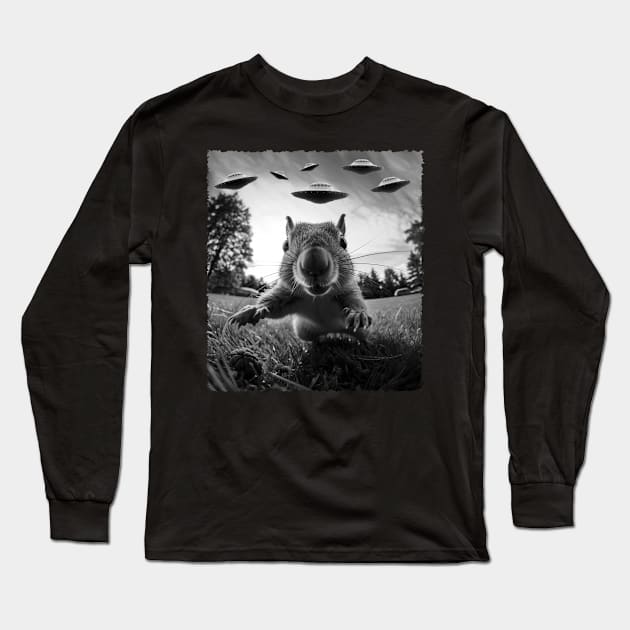 Acorn Ballet Squirrel UFO, Urban Nature Tee Extravaganza Long Sleeve T-Shirt by Gamma-Mage